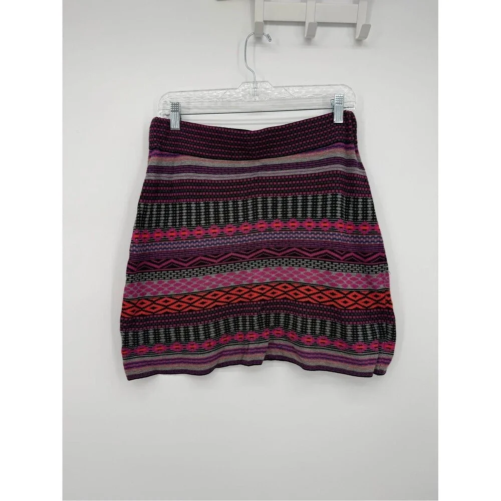 Krimson Klover Purple Merino Sweater Skirt Mini Fair Isle Size Medium Zig Zag